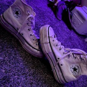White high top platform converse